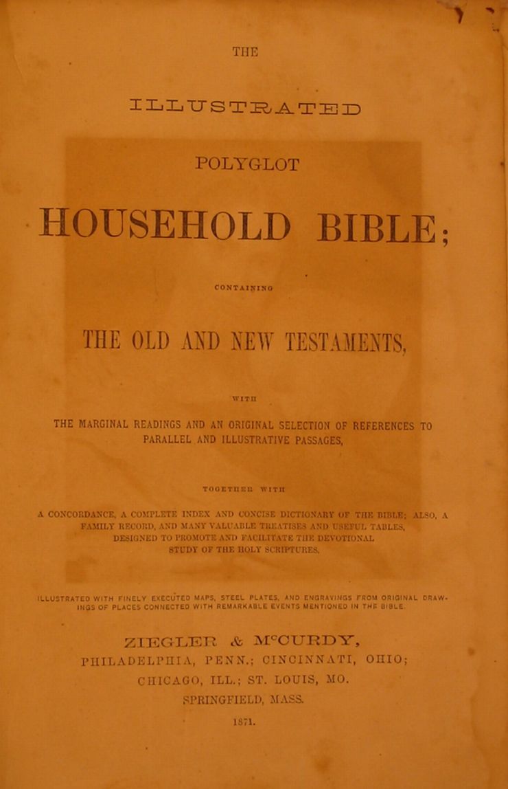 Batte Family Bible 1871 Title Page