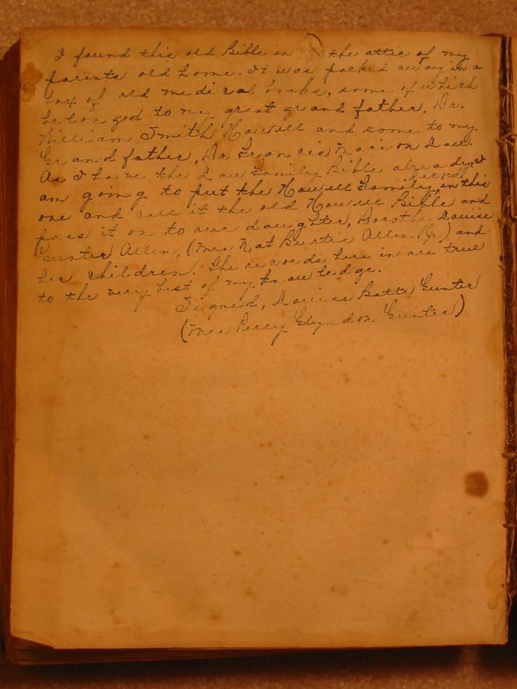 Howell Family Bible Note
