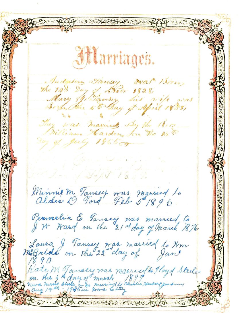 Tansey Family Marriages