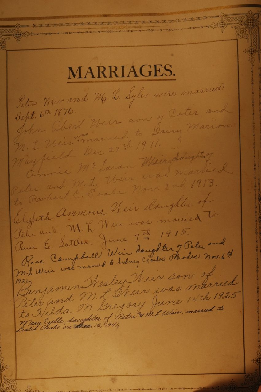 Weir Family Marriages 2