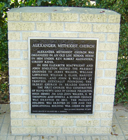 Alexander Methodist Cemetery Plaque