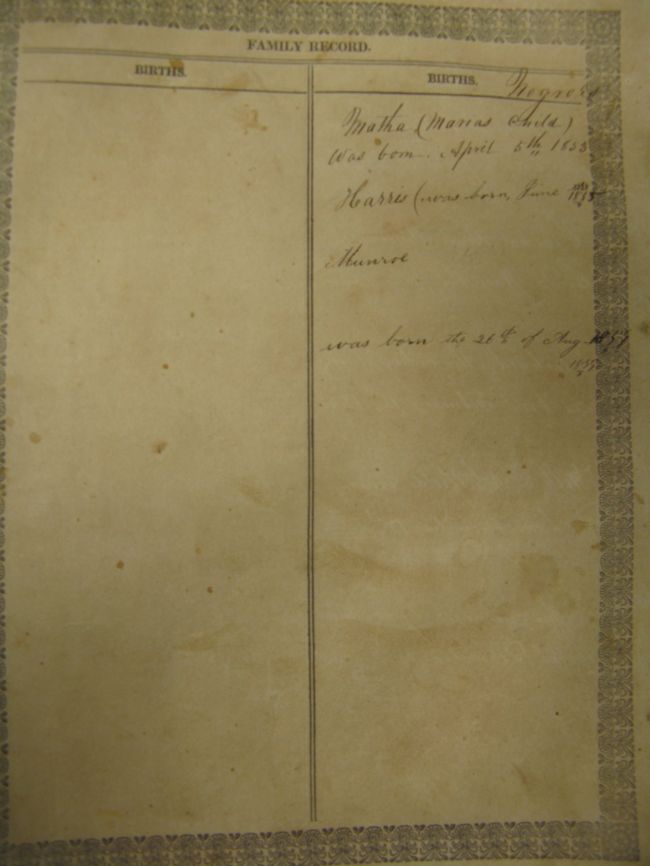 Tiner Family Bible Births p. 2