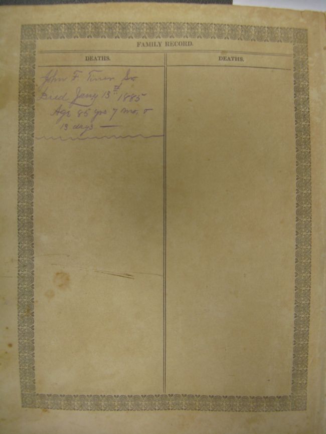 Tiner Family Bible Deaths